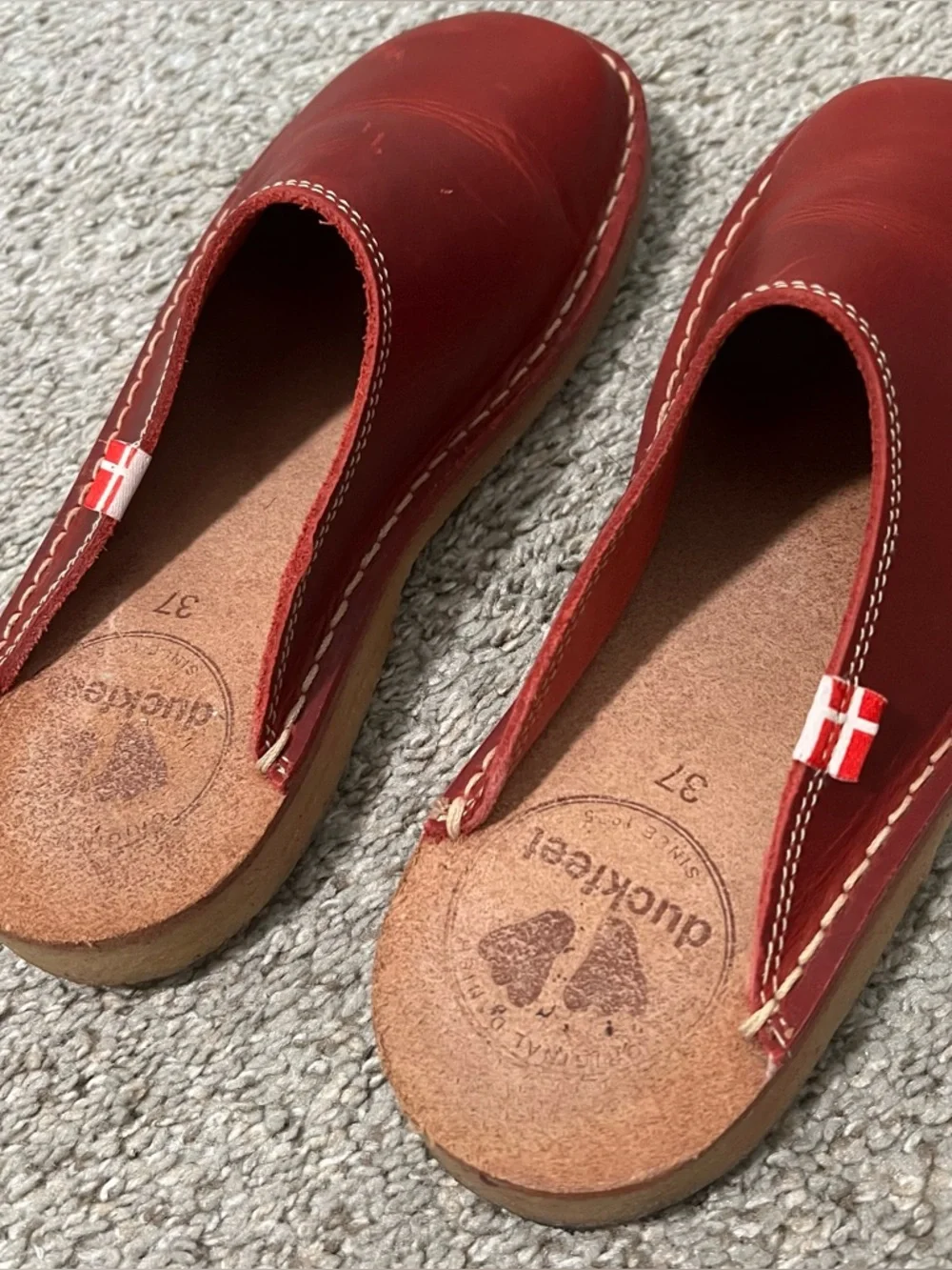 Duckfeet Red Handmade Blåvand' Mules Slip-ons - Clogs Slides Size 37 6.5/7 - Picture 2 of 10